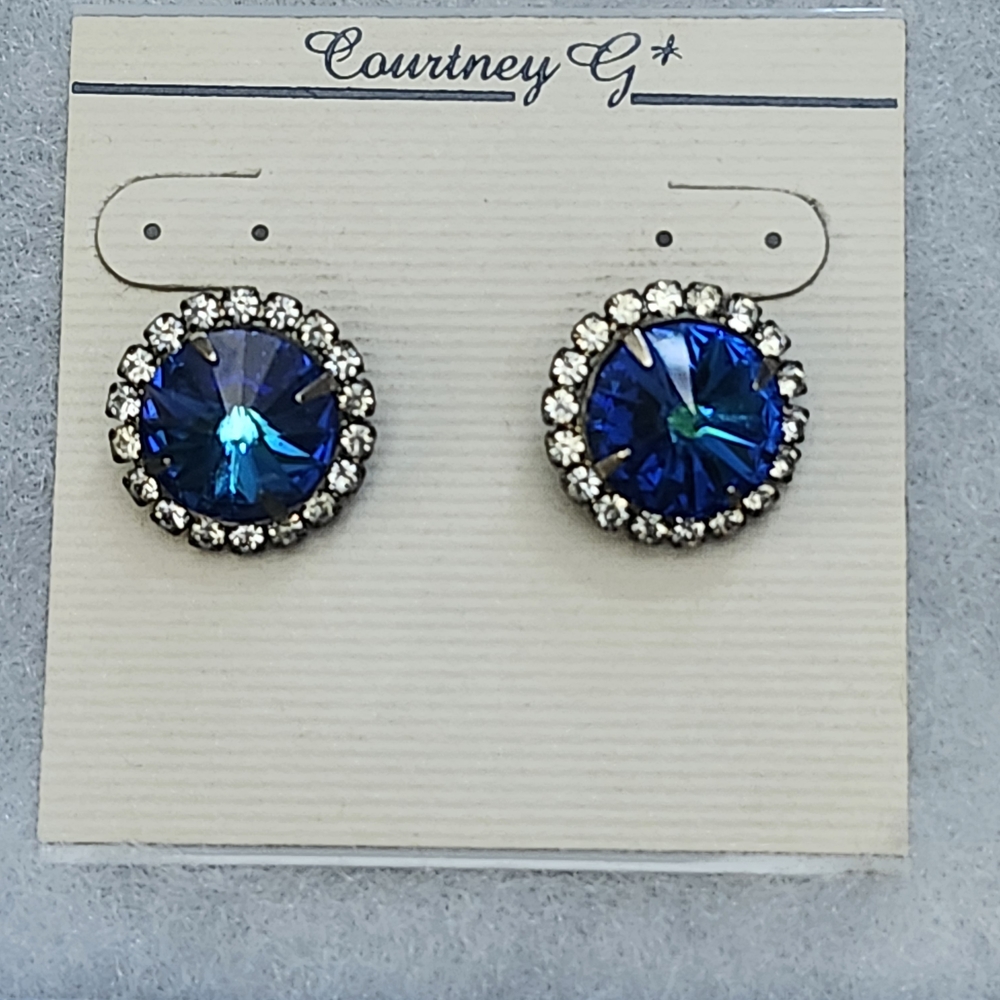 Blue and Silver Stud Earrings